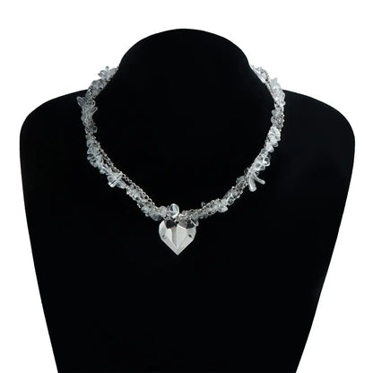 Collar de cuentas de corazón de moda para mujer, estilo bohemio, elegante, con cadena de cristal irregular, gargantilla Y2K, exquisito regalo de fiesta, accesorios de joyería