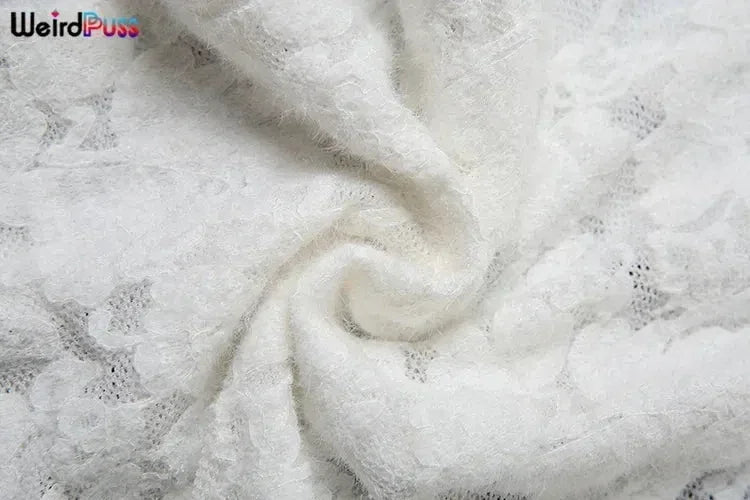 Vestido con volantes y bordado de gatitos extraños para mujer, sexy, escote en V profundo, aberturas transparentes