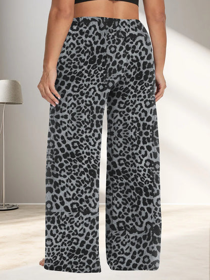 Plus Size Wide Leg  European Fit Straight Pockets Loose Elastic Waist Pants