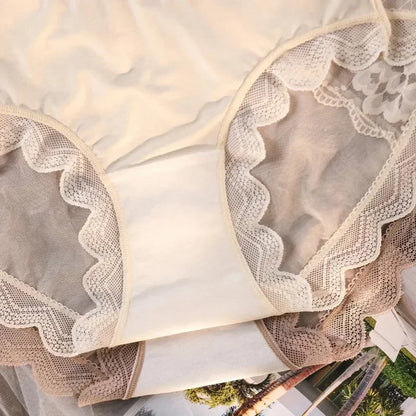 XL-3XL 大尺碼女士蕾絲內褲夏季透明鏤空三角褲女性性感內衣透氣內褲新款