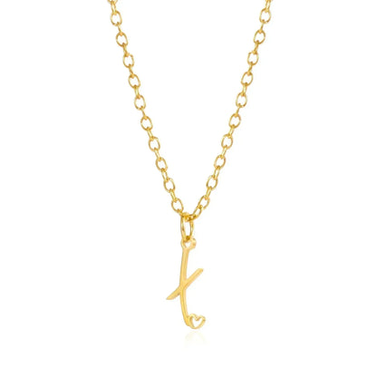 Collar de acero inoxidable con colgante de corazón y 26 letras iniciales para mujer, color dorado, con alfabeto de la A a la Z, regalo de cumpleaños