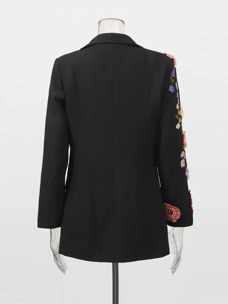 Blazers de moda con apliques empalmados de colores llamativos