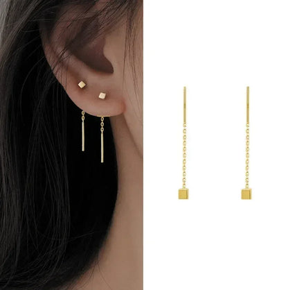 Pendientes de plata 925 para mujer, pendientes largos con borlas, pendientes de moda con forma de estrella de circonita.