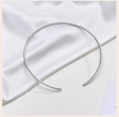 Gargantilla de cuello abierto para mujer, collar ajustable, joyería sencilla de acero inoxidable.