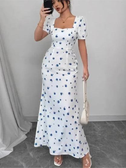 優雅女士短袖連身裙