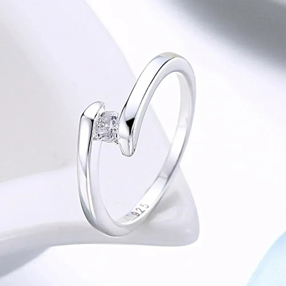 Anillo de plata de ley 925 para mujer, talla 7-10, circonita brillante, fina, simple, regalo de boda, joyería para fiesta, accesorios al por mayor