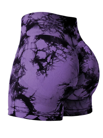 2024 Summer New 16 Color Sexy Tie Dye Shorts Woman Fitness Seamless Butt Lifting Shorts One Pieces Activewear Running Outdoors