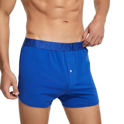 SEOBEAN - Calzoncillos bóxer de algodón para hombre, ropa interior holgada, para dormir