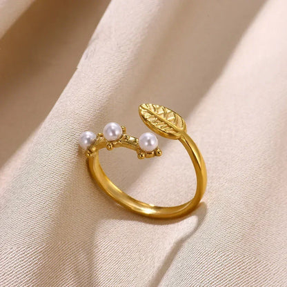 Anillos abiertos de acero inoxidable con forma de flor para mujer, joyería de moda para bodas, corazón, color dorado, anillo hueco geométrico, accesorios diarios, regalo