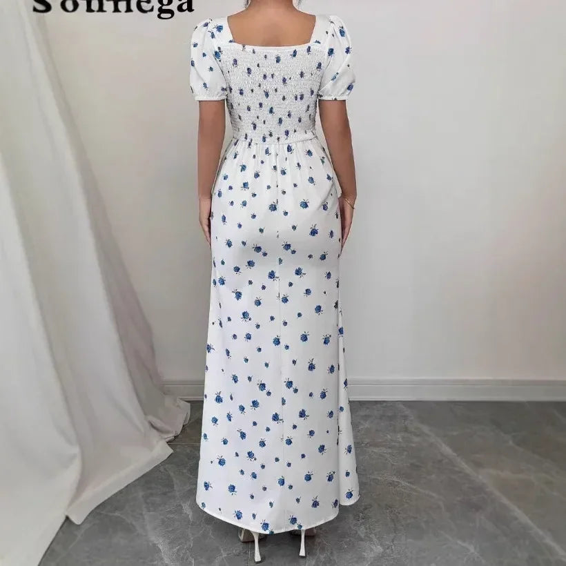 優雅女士短袖連身裙