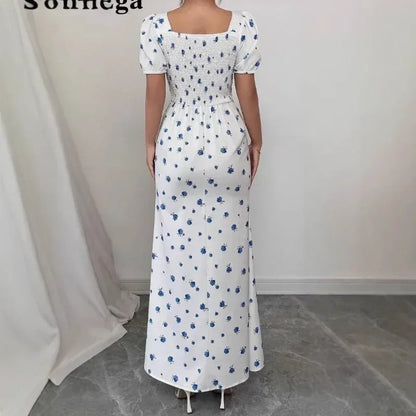 優雅女士短袖連身裙