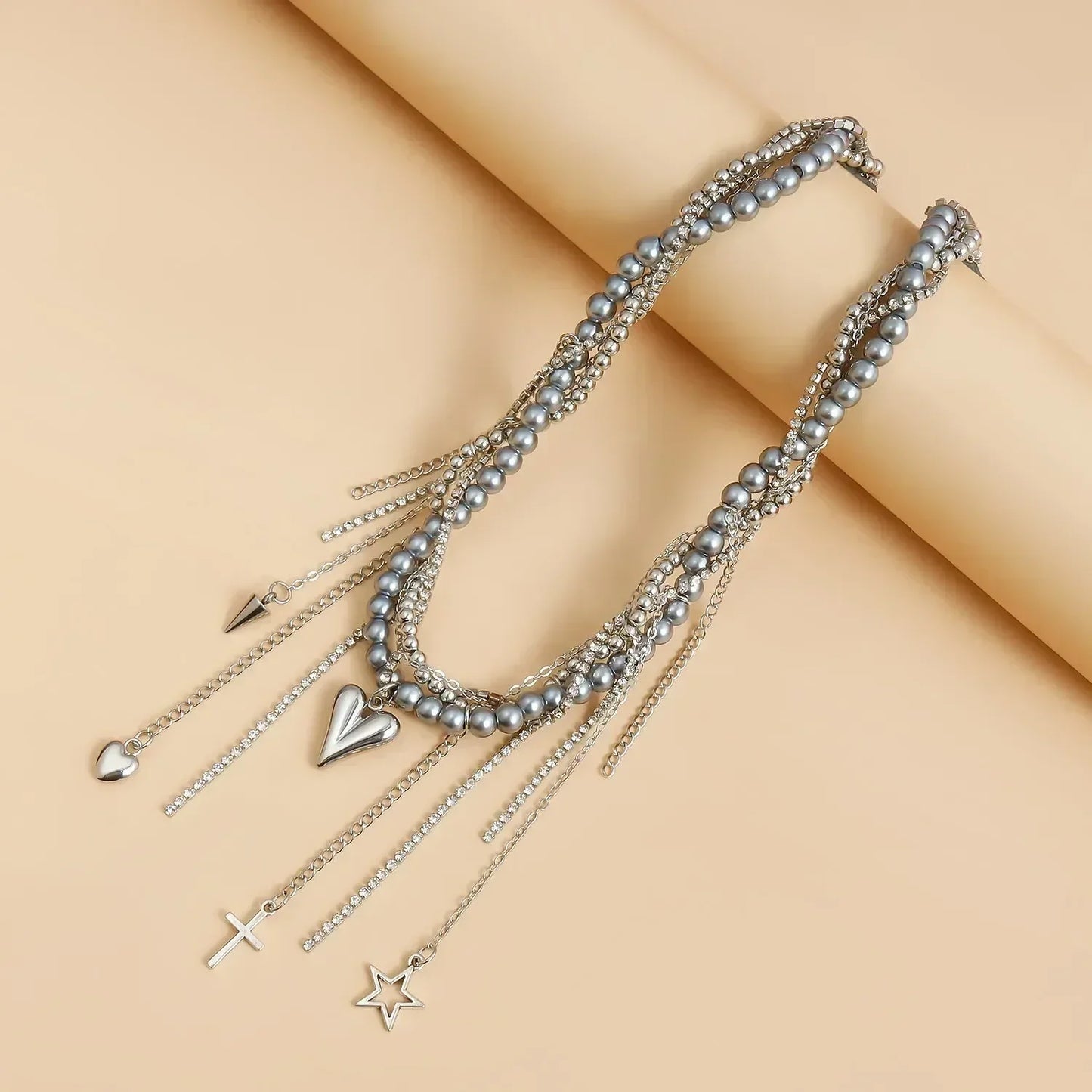 Collar de cuentas de corazón de moda para mujer, estilo bohemio, elegante, con cadena de cristal irregular, gargantilla Y2K, exquisito regalo de fiesta, accesorios de joyería