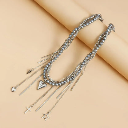 Collar de cuentas de corazón de moda para mujer, estilo bohemio, elegante, con cadena de cristal irregular, gargantilla Y2K, exquisito regalo de fiesta, accesorios de joyería