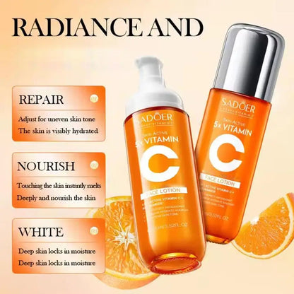 5xVitamin C Facial Cleanser,lotion,eye Cream,face Serum Whitening Brightening,Reduce Dullness Of Skin Tone Skin Care Products