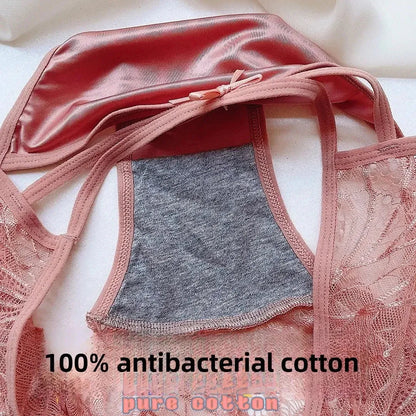 Plus Size Silk Shorts Sexy Lady Lace Hollow Breathable Satin Panties Women