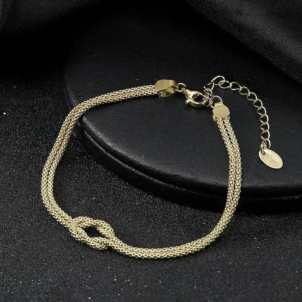 ORSA JEWELS Pulsera clásica de cadena de maíz de doble capa en oro de 14 quilates, pulsera de plata de ley 925 de moda para mujer, joyería de fiesta SB196