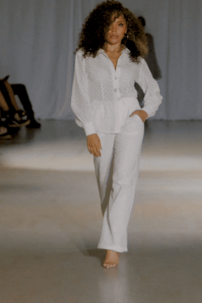 佛羅倫斯白色鏤空兩件式褲裝