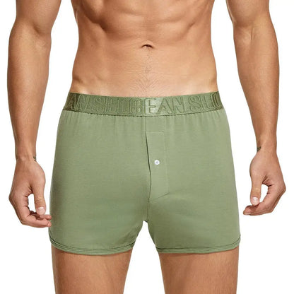 SEOBEAN - Calzoncillos bóxer de algodón para hombre, ropa interior holgada, para dormir