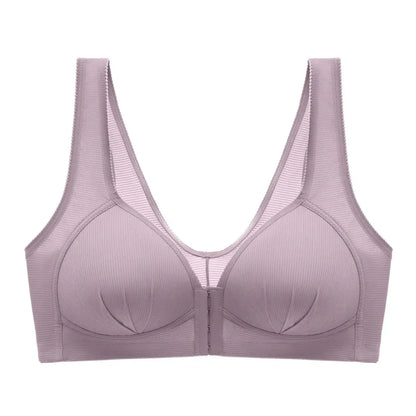 WTEMPO 大尺寸薄款無鋼圈前扣棉質文胸，聚攏舒適內衣，柔軟系列