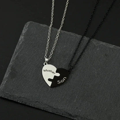 Collar con colgante de rompecabezas de corazón de amor para padre, madre, hijo e hija, joyería de acero inoxidable para mujer, regalo para el Día de la Madre