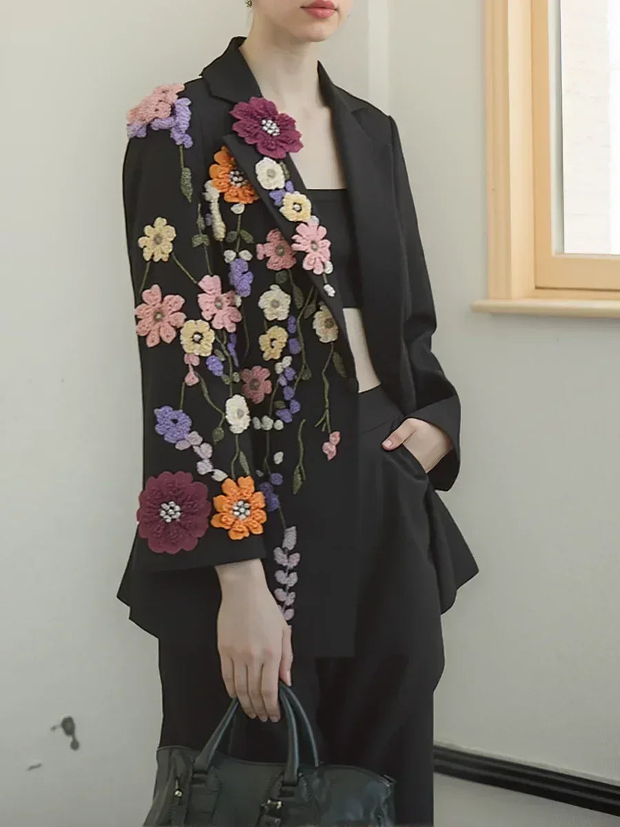 Blazers de moda con apliques empalmados de colores llamativos