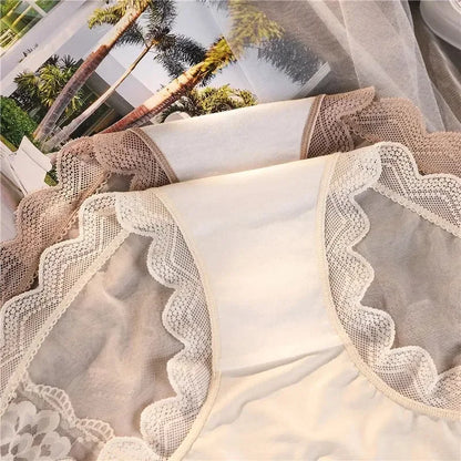 XL-3XL 大尺碼女士蕾絲內褲夏季透明鏤空三角褲女性性感內衣透氣內褲新款