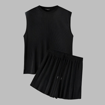 Summer Izzy Pleated Sleeveless Tank men beach shorts set