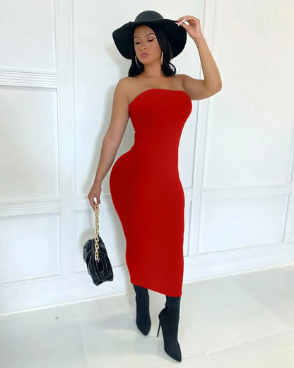 性感裹胸洋裝 | 無袖夏季長裙