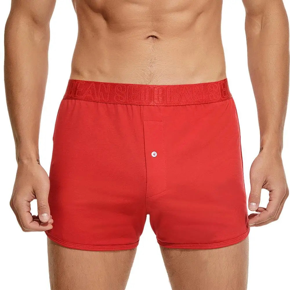SEOBEAN - Calzoncillos bóxer de algodón para hombre, ropa interior holgada, para dormir