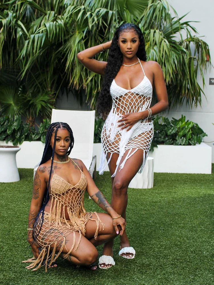 Adogirl 夏季沙灘鉤針兩件式泳衣