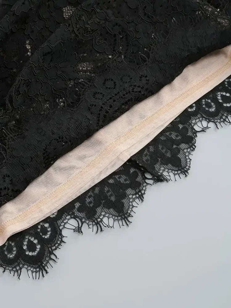 性感蕾絲透視拼接緊身胸衣連身裙
