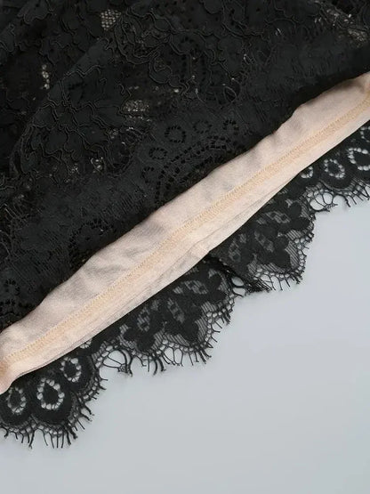 性感蕾絲透視拼接緊身胸衣連身裙