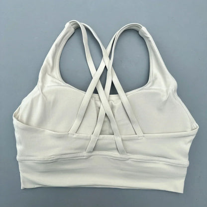 純色女交叉訓練運動文胸，柔軟高強度緊身胸衣，適合綜合訓練、健身房瑜珈穿著，搭配胸墊。