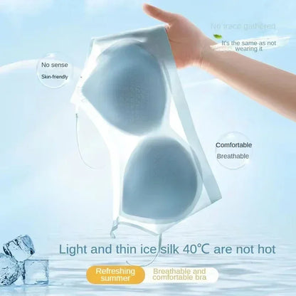 3件組超薄透氣冰絲上衣胸罩女士束胸內衣無縫後背掛脖背心裹胸無鋼圈胸罩純色