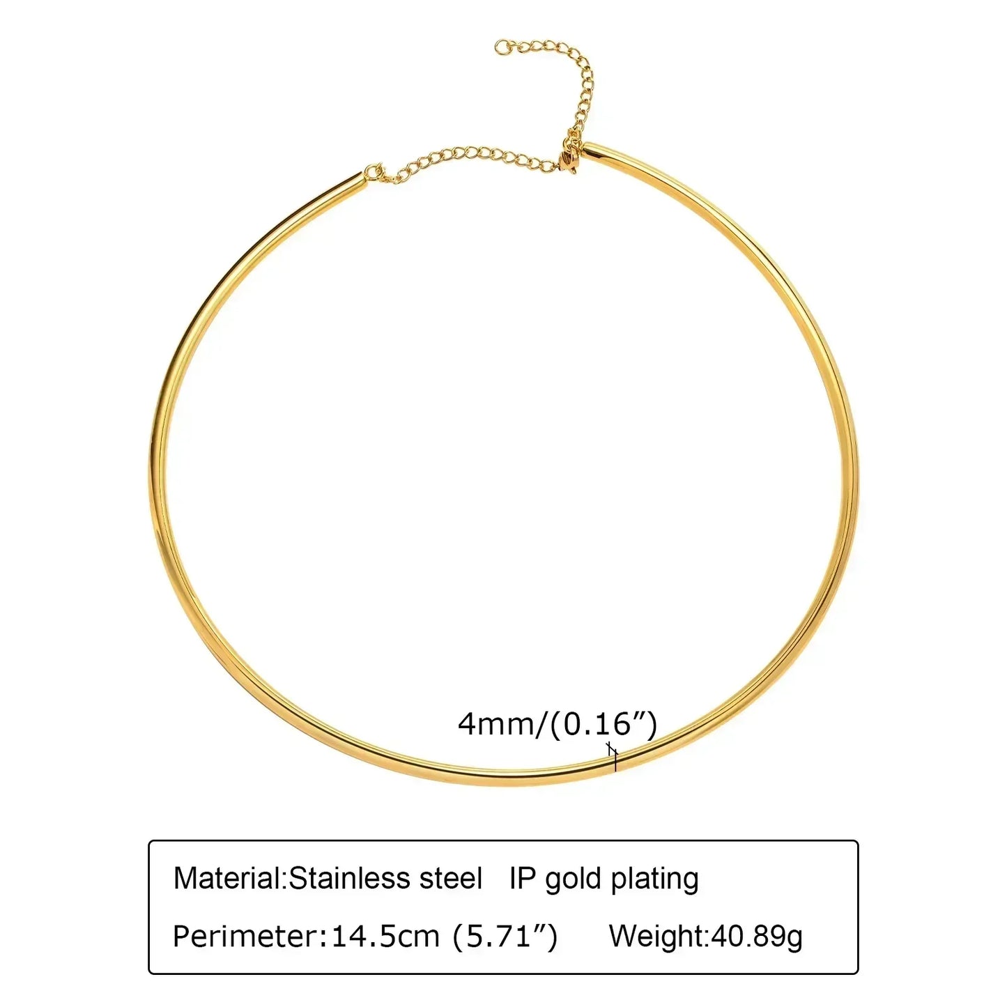 Gargantilla de cuello abierto para mujer, collar ajustable, joyería sencilla de acero inoxidable.