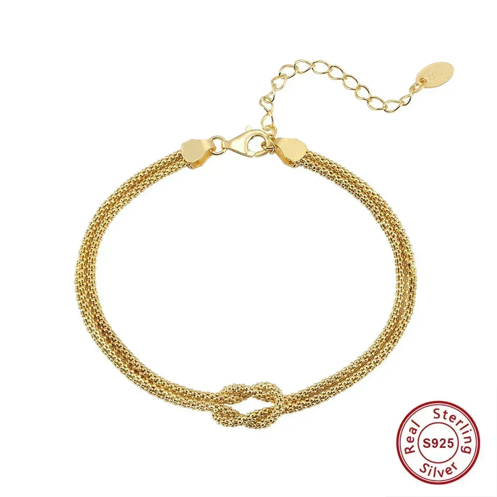 ORSA JEWELS Pulsera clásica de cadena de maíz de doble capa en oro de 14 quilates, pulsera de plata de ley 925 de moda para mujer, joyería de fiesta SB196
