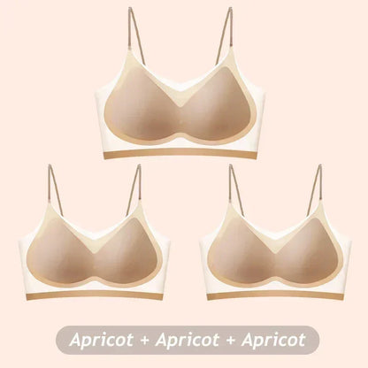 3件組超薄透氣冰絲上衣胸罩女士束胸內衣無縫後背掛脖背心裹胸無鋼圈胸罩純色