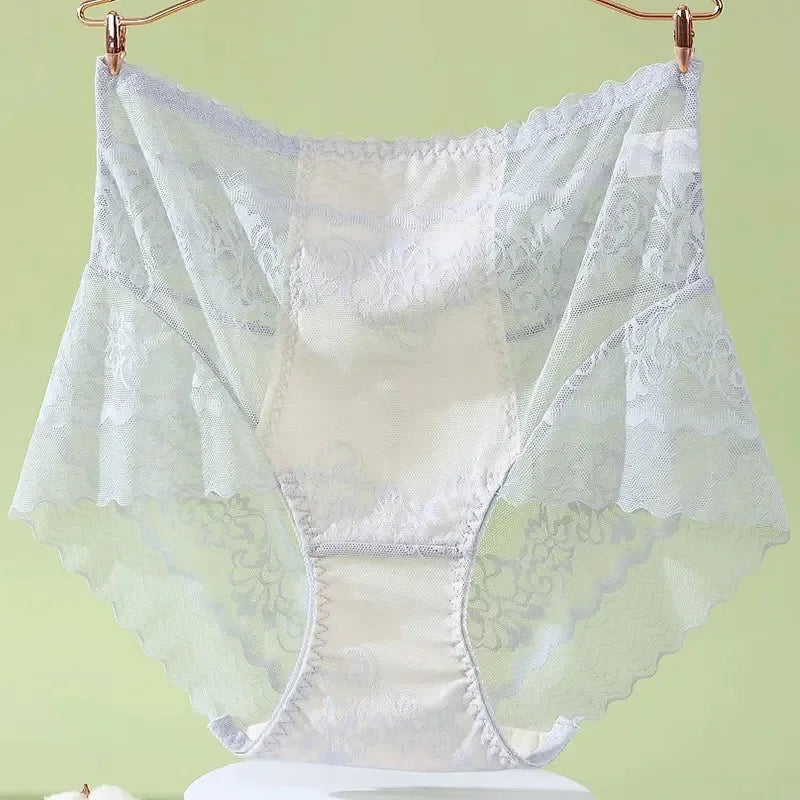 XL-3XL 大尺碼女士蕾絲內褲夏季透明鏤空三角褲女性性感內衣透氣內褲新款