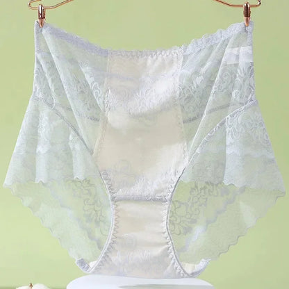 XL-3XL 大尺碼女士蕾絲內褲夏季透明鏤空三角褲女性性感內衣透氣內褲新款