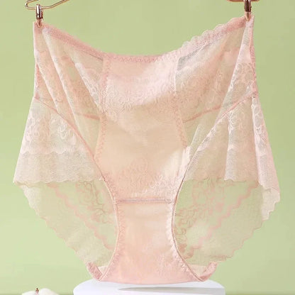 XL-3XL 大尺碼女士蕾絲內褲夏季透明鏤空三角褲女性性感內衣透氣內褲新款