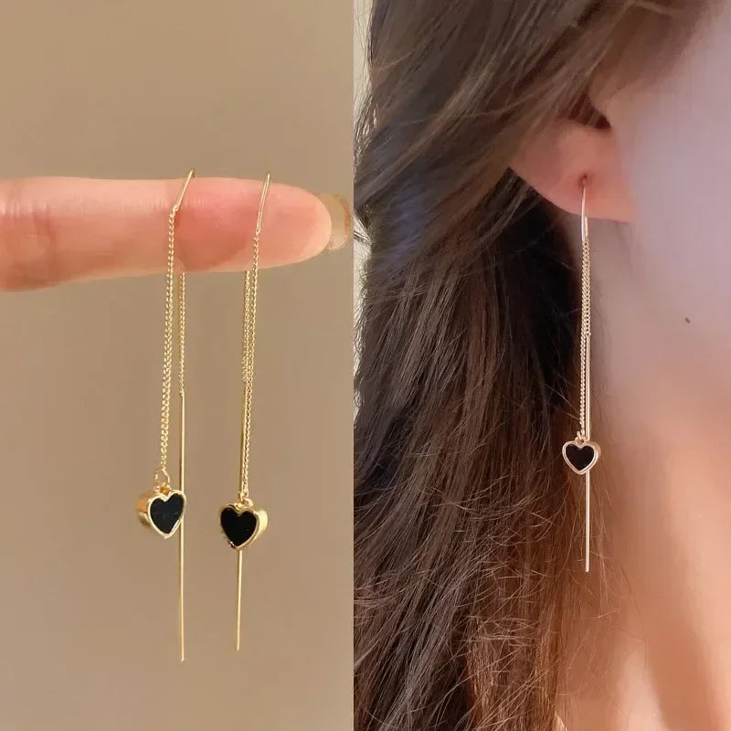 Pendientes de plata 925 para mujer, pendientes largos con borlas, pendientes de moda con forma de estrella de circonita.