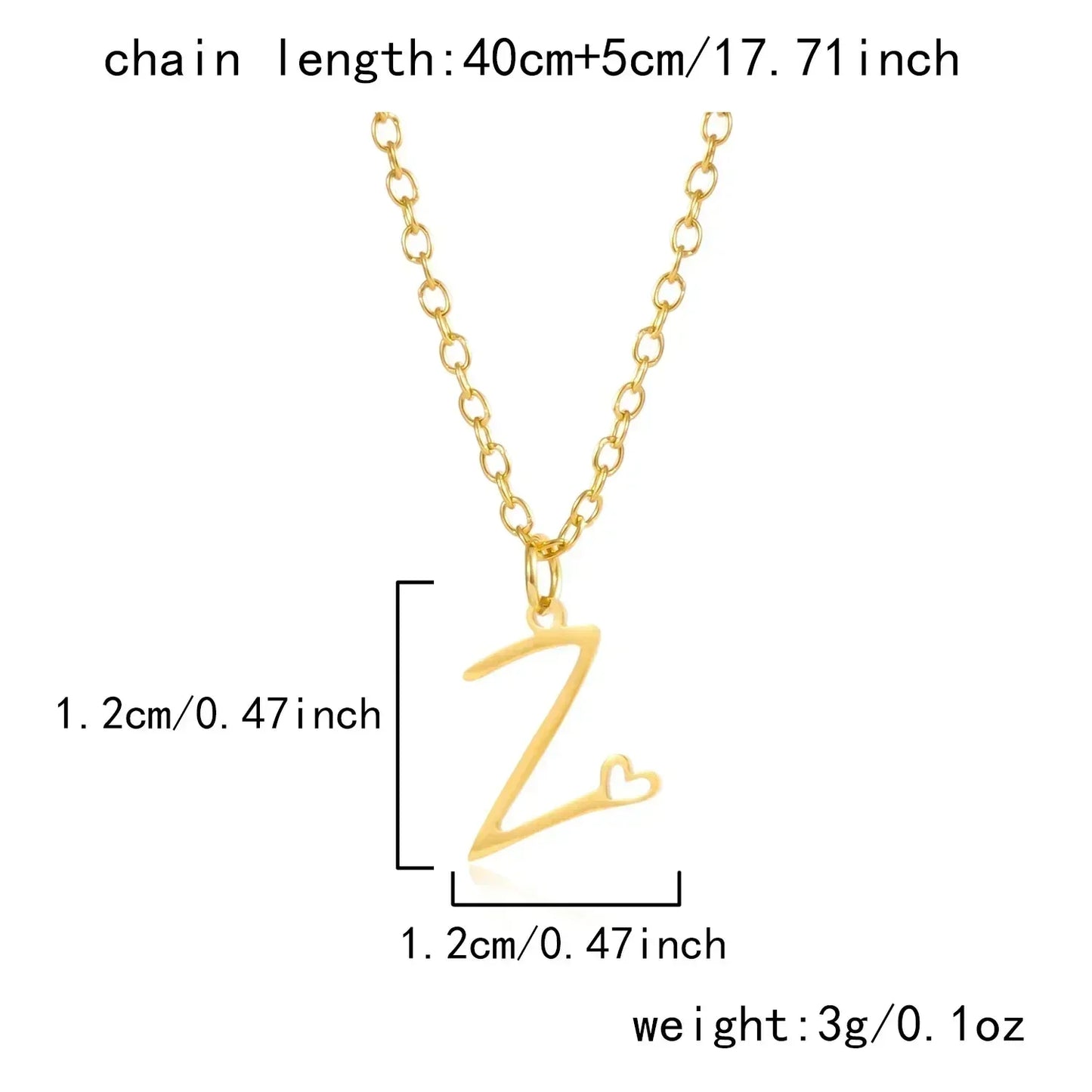 Collar de acero inoxidable con colgante de corazón y 26 letras iniciales para mujer, color dorado, con alfabeto de la A a la Z, regalo de cumpleaños
