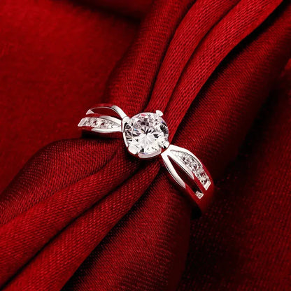 Anillo de plata de ley 925 con circonita brillante fina, talla 7-10, para mujer, ideal como regalo de boda o fiesta, venta al por mayor.