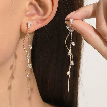 Pendientes de plata 925 para mujer, pendientes largos con borlas, pendientes de moda con forma de estrella de circonita.