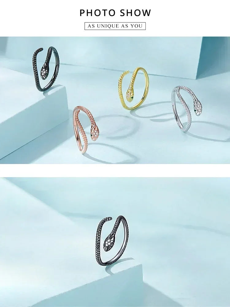 Anillo ajustable BAMOER de plata de ley 925 chapado en platino, con circonita verde y texturas retro, joyería de moda en 4 colores.