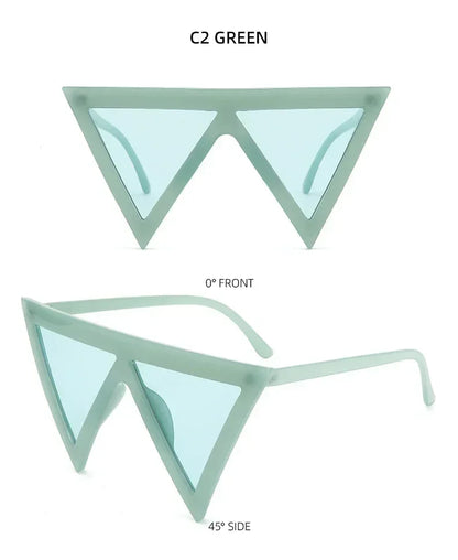 Oversized Triangle Punk Shiled Sunglasses Women Big Frame 2025 Luxury Brand Windproof Eyewear For Ladies UV400 Goggle Shades