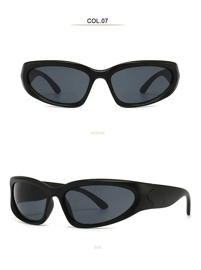 獨特的Y2K設計師奢華太陽眼鏡，女士長方形大框太陽眼鏡，男士戶外防紫外線經典2000S黑色款