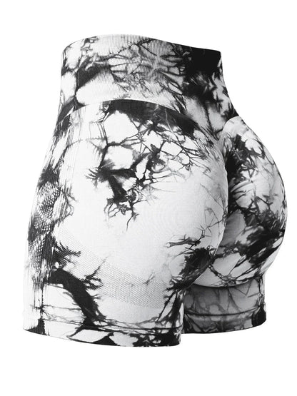 2024 Summer New 16 Color Sexy Tie Dye Shorts Woman Fitness Seamless Butt Lifting Shorts One Pieces Activewear Running Outdoors