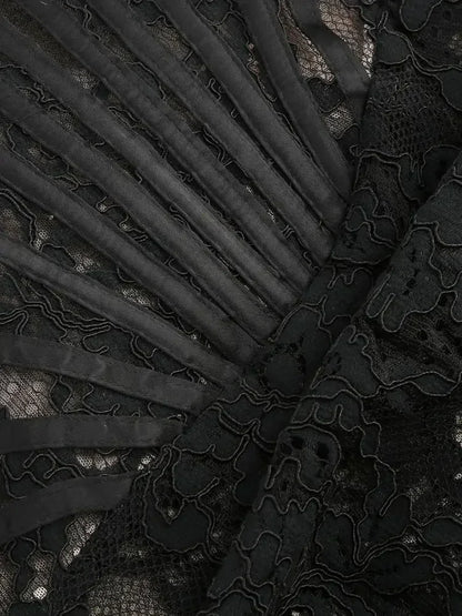 性感蕾絲透視拼接緊身胸衣連身裙