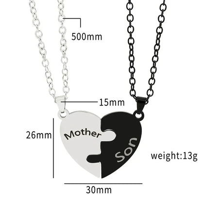 Collar con colgante de rompecabezas de corazón de amor para padre, madre, hijo e hija, joyería de acero inoxidable para mujer, regalo para el Día de la Madre